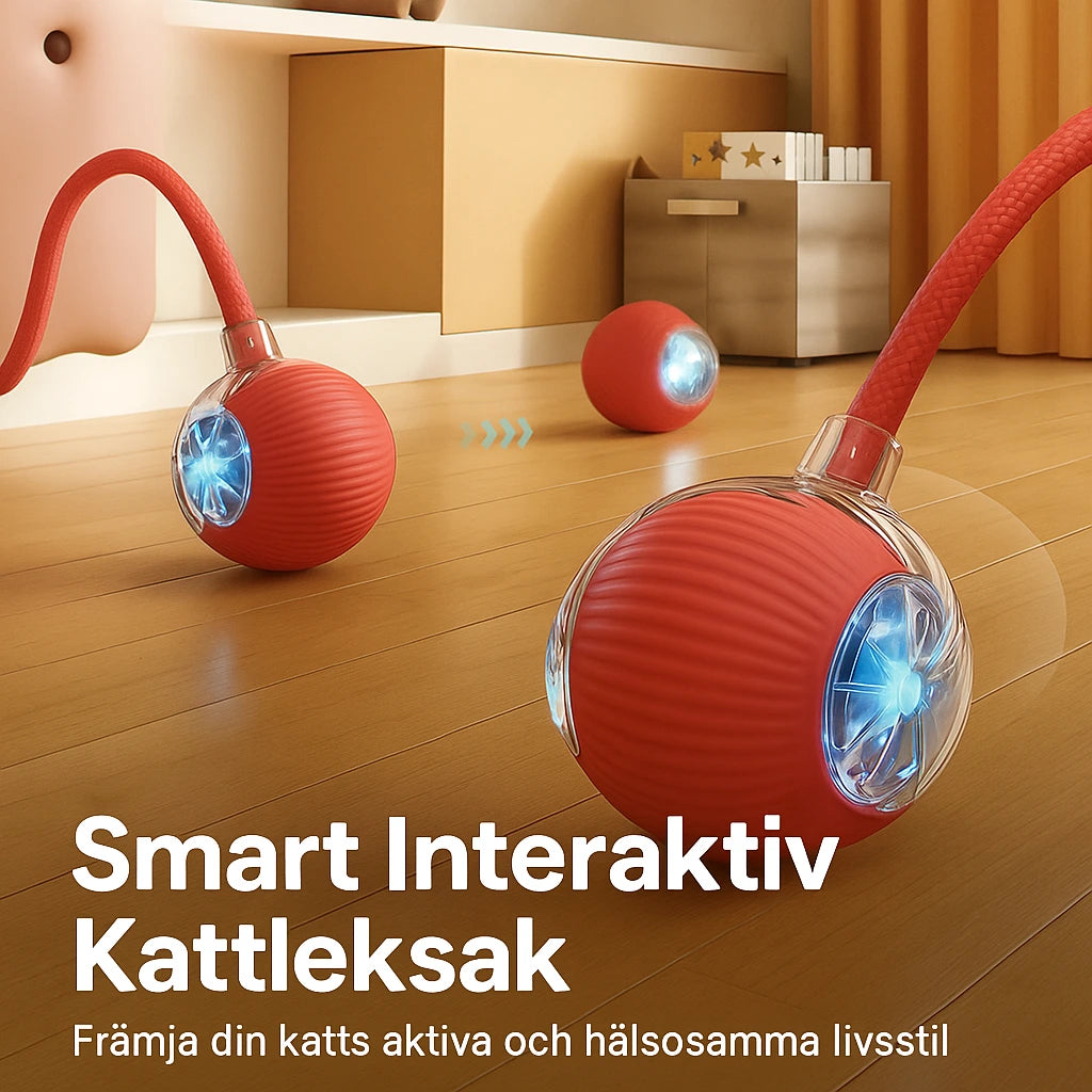 Interaktiv Boll för Katter – Rullar Själv, Laddas via USB, Aktiverar Lek & Motion
