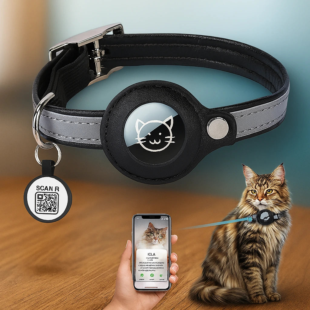 Reflekterande Katt-Halsband med Airtag- & QR-Hållare – Säkerhet & Spårning i Ett