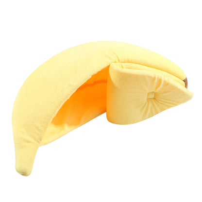 Bananformad Kattbädd – Mjuk & Varm Mysplats för Katter & Smådjur
