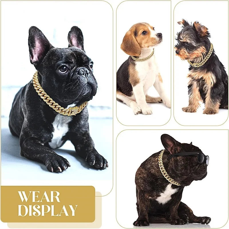 Lyxig Hundkedja i Guld – Justerbart Metallhalsband för Hund & Katt, Smycke & Accessoar