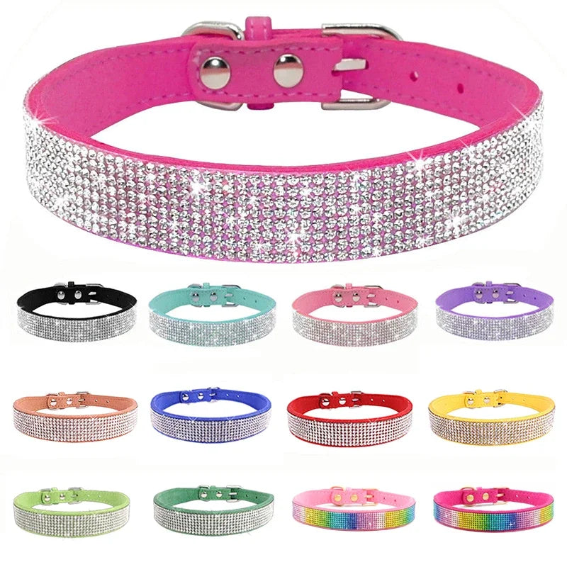 Glittrigt Hundhalsband med Kristaller – Justerbart Halsband för Små & Medelstora Hundar