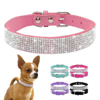 Glittrigt Hundhalsband med Kristaller – Justerbart Halsband för Små & Medelstora Hundar