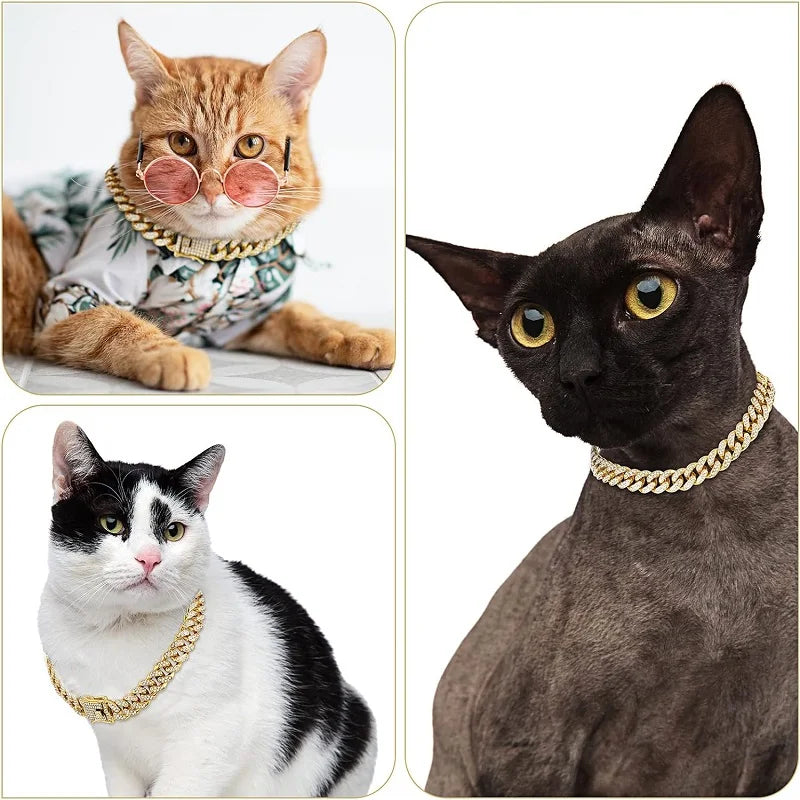 Lyxig Hundkedja i Guld – Justerbart Metallhalsband för Hund & Katt, Smycke & Accessoar