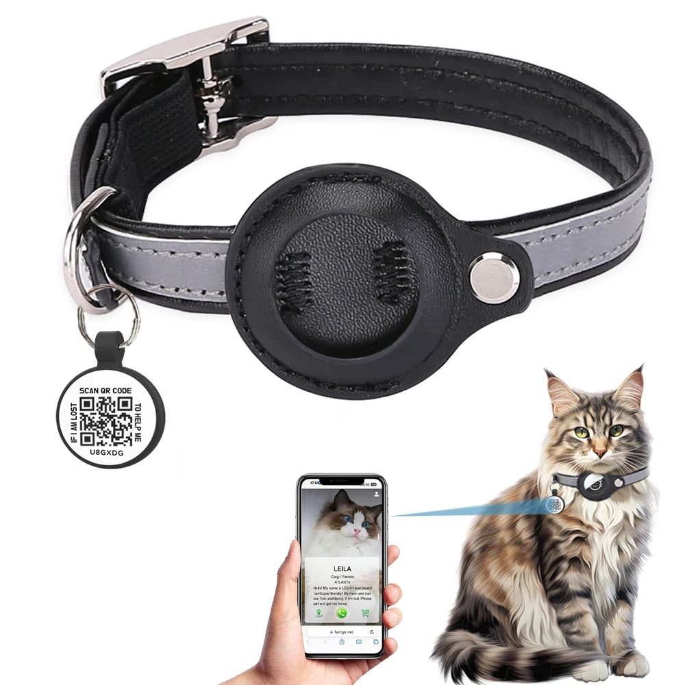 Reflekterande Katt-Halsband med Airtag- & QR-Hållare – Säkerhet & Spårning i Ett