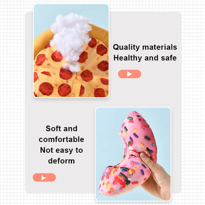 Plysch Hundleksak – Donut & Pizza Design med Pip-ljud