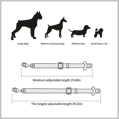 Bilbälte för Hund – Justerbart Säkerhetsbälte för Bil, Halsband & Sele