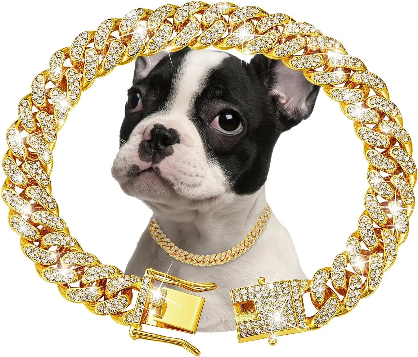 Lyxig Hundkedja i Guld – Justerbart Metallhalsband för Hund & Katt, Smycke & Accessoar