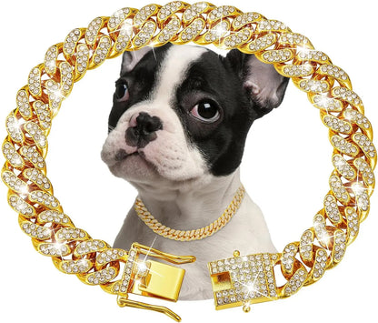 Lyxig Hundkedja i Guld – Justerbart Metallhalsband för Hund & Katt, Smycke & Accessoar
