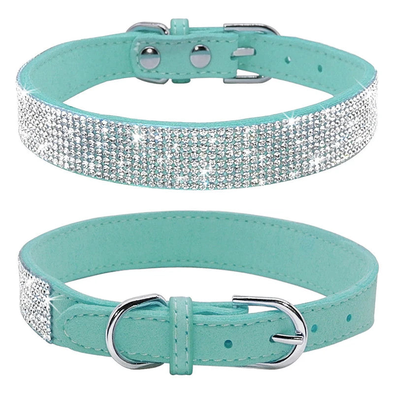 Glittrigt Hundhalsband med Kristaller – Justerbart Halsband för Små & Medelstora Hundar