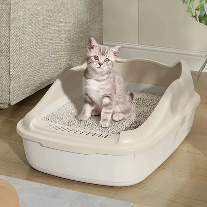 Kattlåda med Stänkskydd & Galler – Kompakt Design för Innekatt & Kattunge