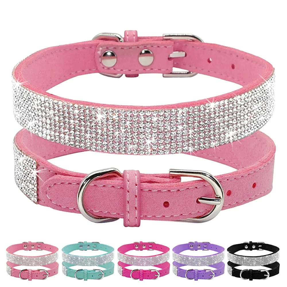 Glittrigt Hundhalsband med Kristaller – Justerbart Halsband för Små & Medelstora Hundar