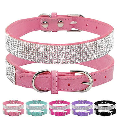 Glittrigt Hundhalsband med Kristaller – Justerbart Halsband för Små & Medelstora Hundar