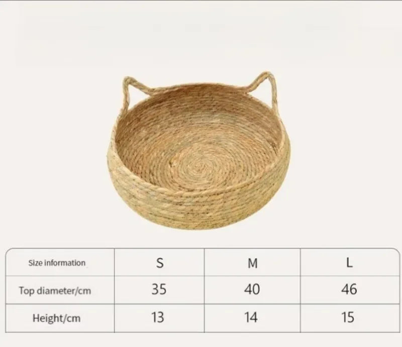 Handvävd Kattbädd i Naturmaterial – Med Tvättbar Dyna för Alla Årstider
