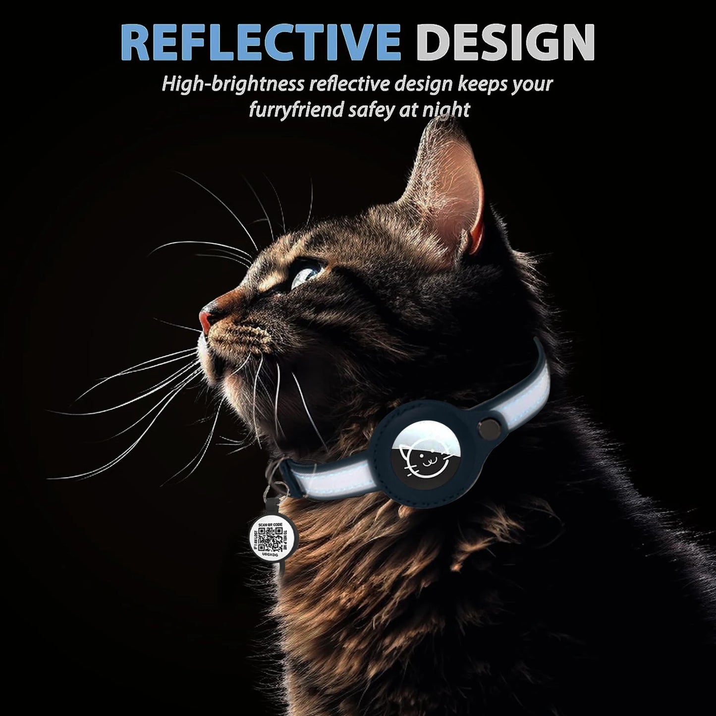 Reflekterande Katt-Halsband med Airtag- & QR-Hållare – Säkerhet & Spårning i Ett
