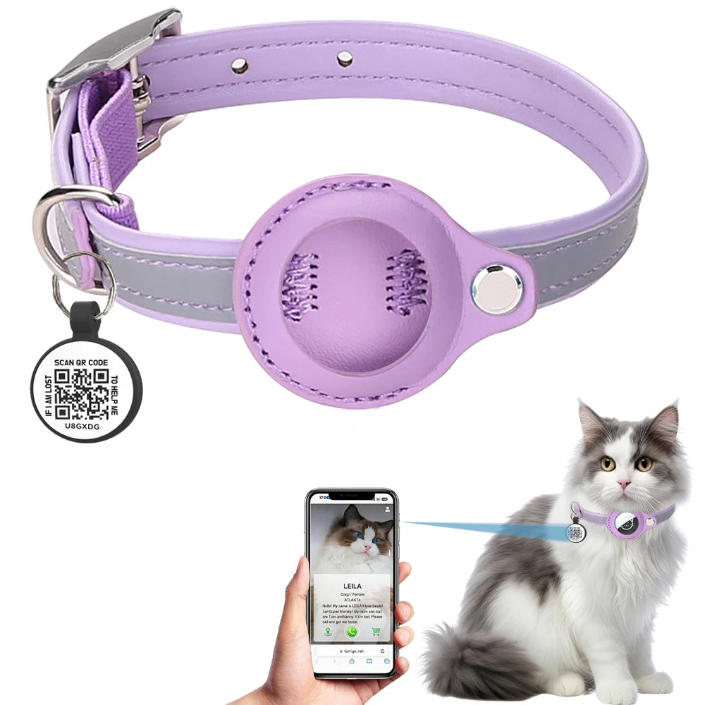 Reflekterande Katt-Halsband med Airtag- & QR-Hållare – Säkerhet & Spårning i Ett