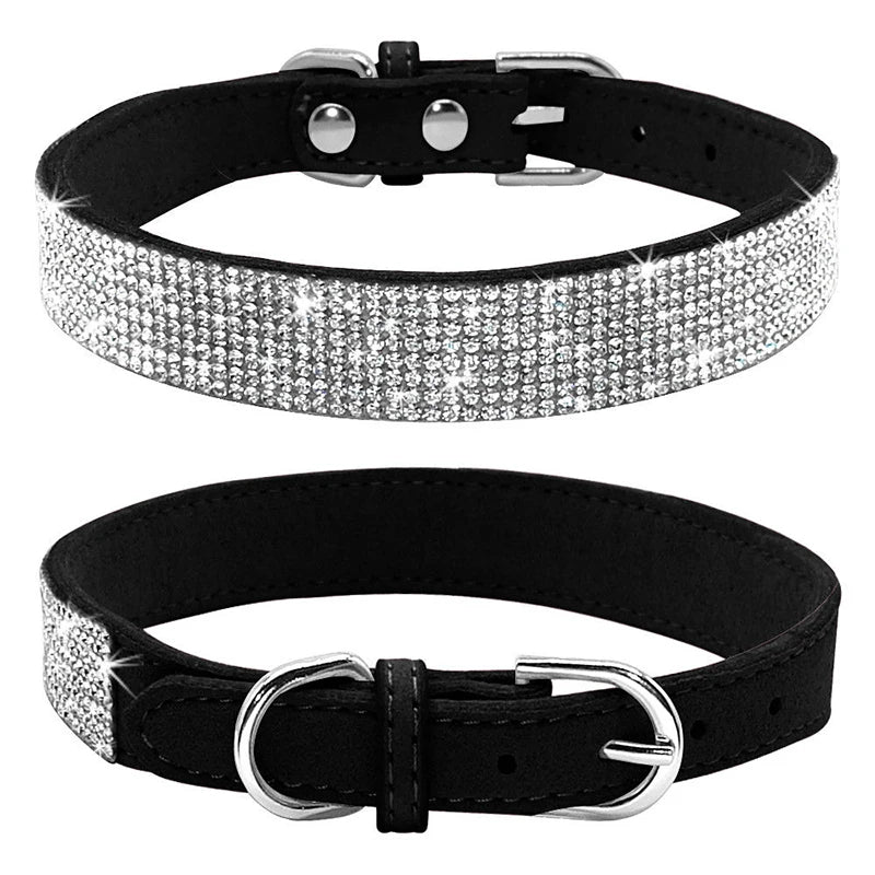 Glittrigt Hundhalsband med Kristaller – Justerbart Halsband för Små & Medelstora Hundar