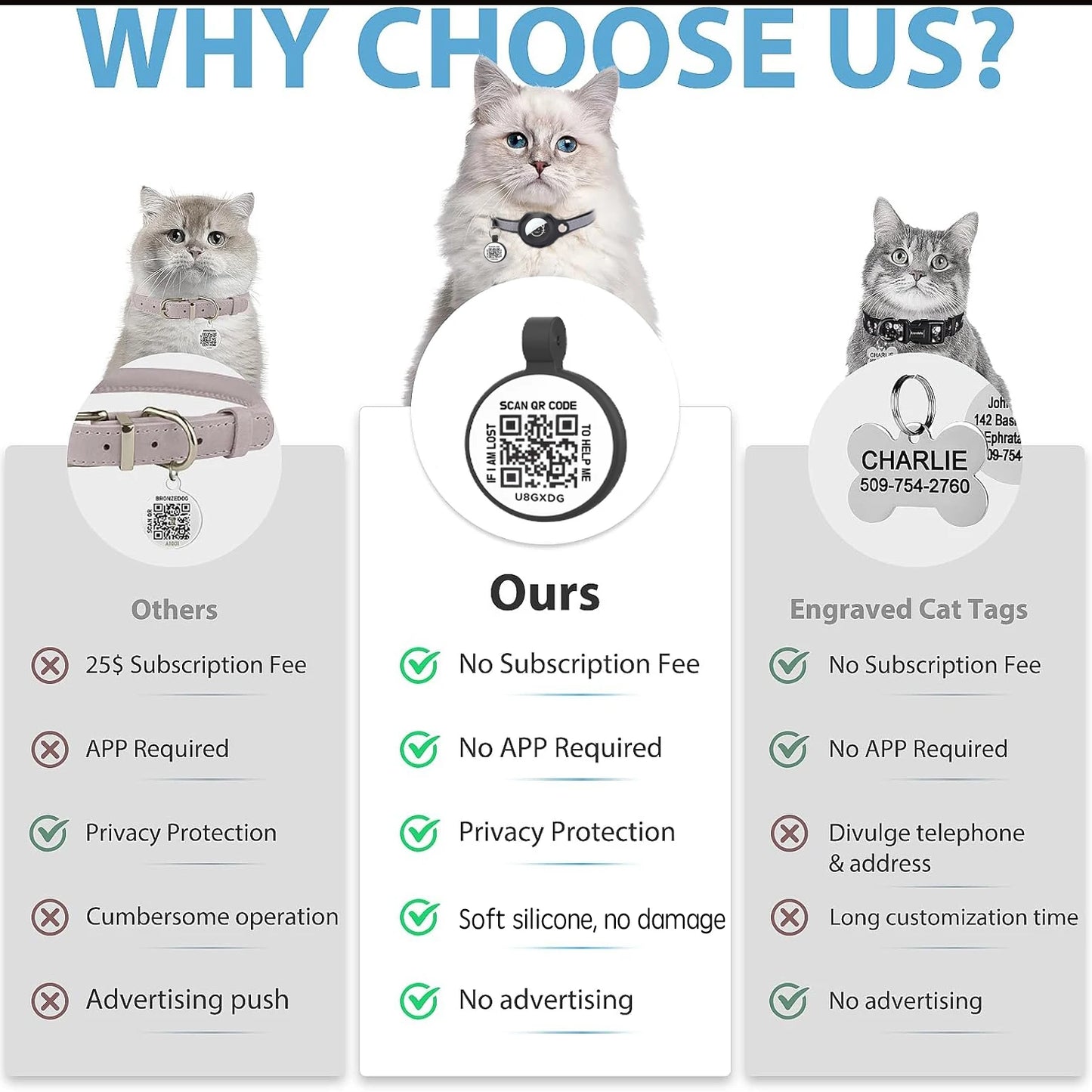 Reflekterande Katt-Halsband med Airtag- & QR-Hållare – Säkerhet & Spårning i Ett