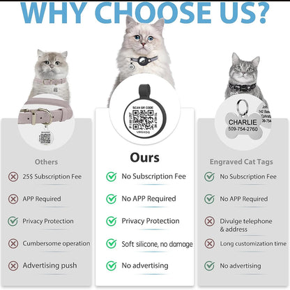 Reflekterande Katt-Halsband med Airtag- & QR-Hållare – Säkerhet & Spårning i Ett