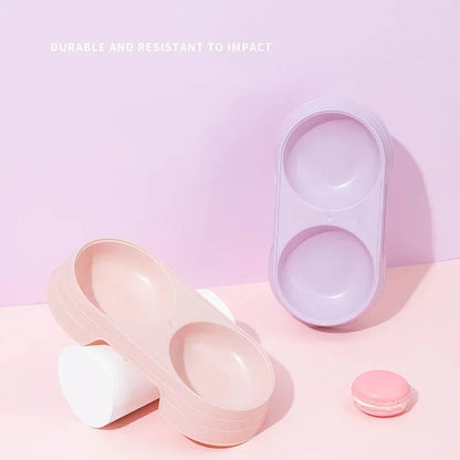 Macaron Dubbelskål för Husdjur – Söt & Praktisk Mat- och Vattenskål