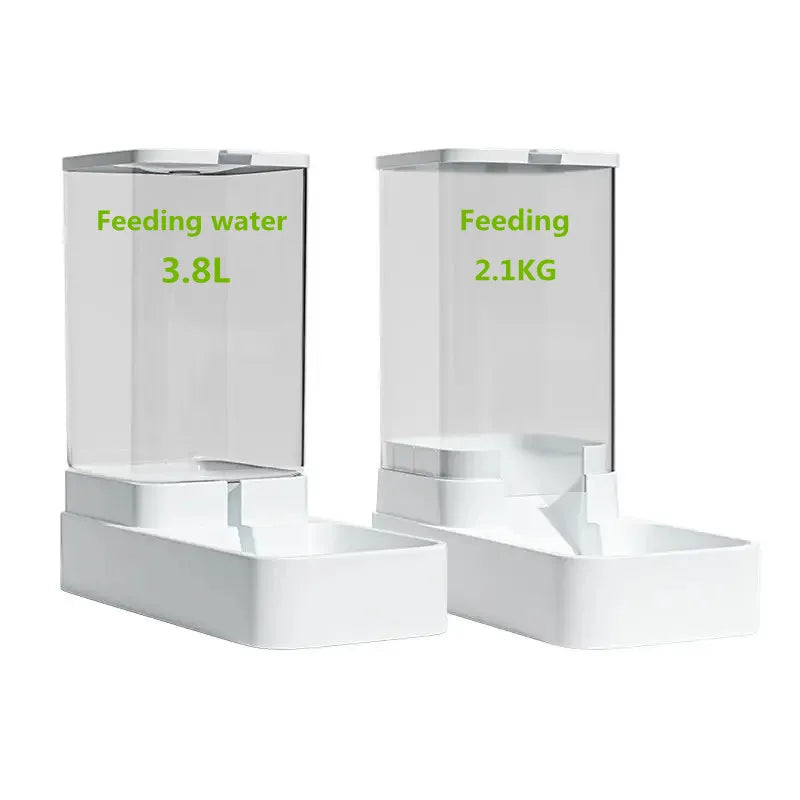 Gravitationsmatare & Vattenautomat för Hund & Katt – Automatisk Fodermatare 2.1 kg / 3.8 L