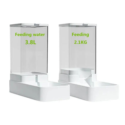 Gravitationsmatare & Vattenautomat för Hund & Katt – Automatisk Fodermatare 2.1 kg / 3.8 L