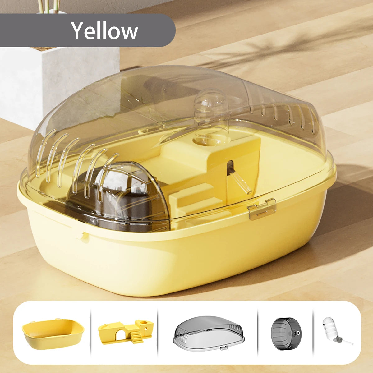 Transparent Hamsterbur med Hjul & Tillbehör – Komplett Leksakshus för Smådjur