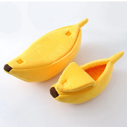 Bananformad Kattbädd – Mjuk & Varm Mysplats för Katter & Smådjur