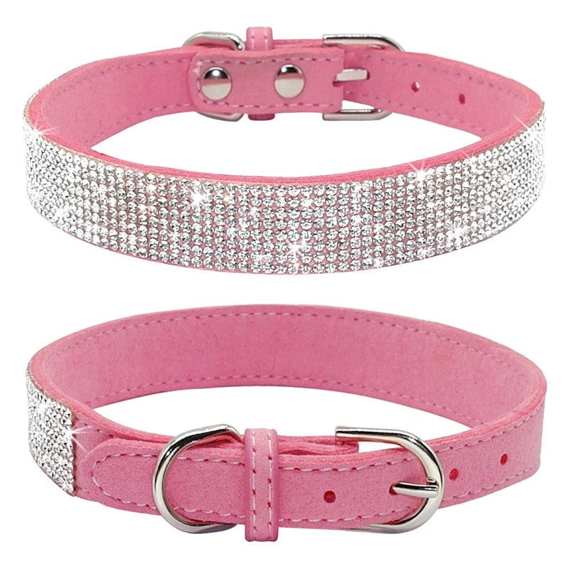 Glittrigt Hundhalsband med Kristaller – Justerbart Halsband för Små & Medelstora Hundar