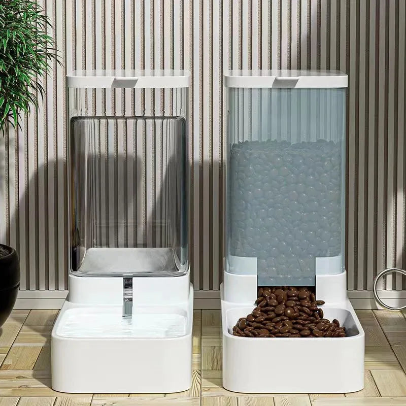 Gravitationsmatare & Vattenautomat för Hund & Katt – Automatisk Fodermatare 2.1 kg / 3.8 L