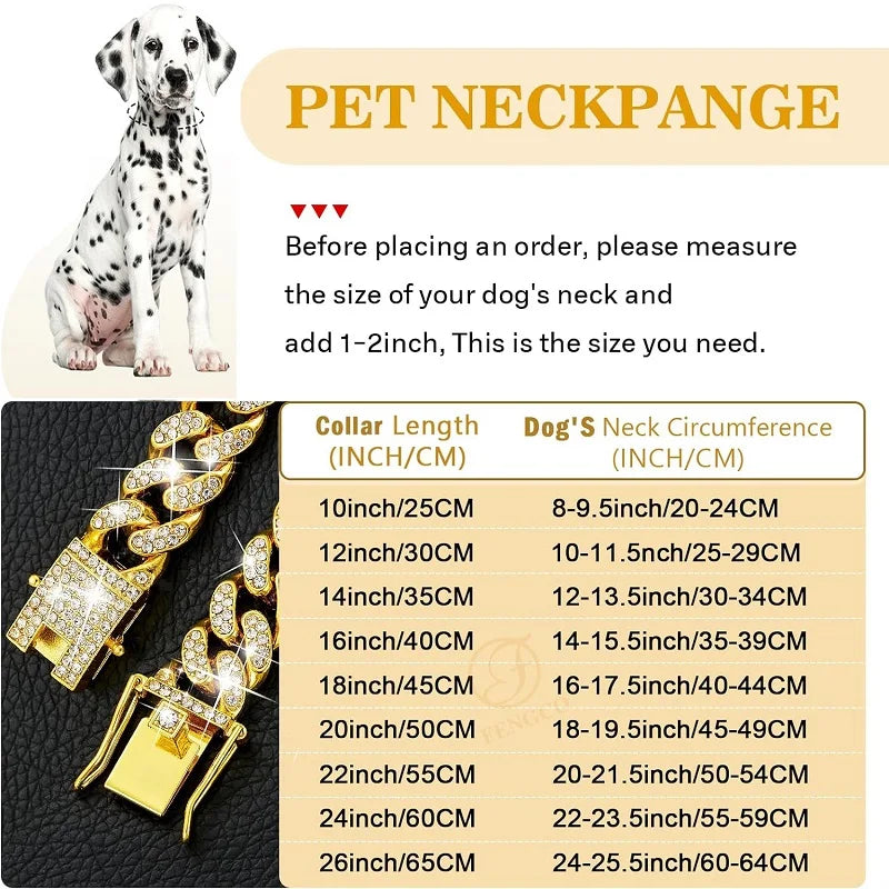 Lyxig Hundkedja i Guld – Justerbart Metallhalsband för Hund & Katt, Smycke & Accessoar