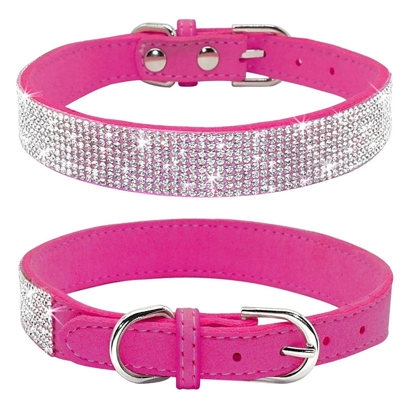 Glittrigt Hundhalsband med Kristaller – Justerbart Halsband för Små & Medelstora Hundar