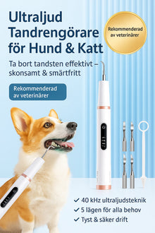 Ultraljud Tandrengörare för Hund & Katt – Tandstensborttagare med 5 Lägen & Smart Sensor
