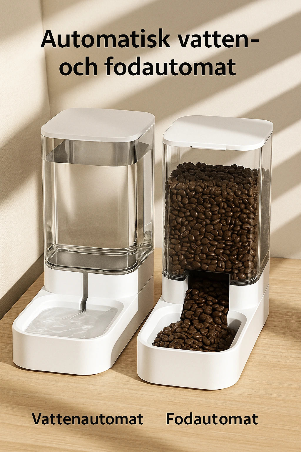 Gravitationsmatare & Vattenautomat för Hund & Katt – Automatisk Fodermatare 2.1 kg / 3.8 L